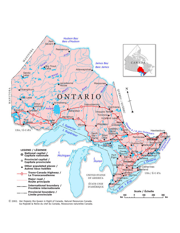 Map of Ontario province