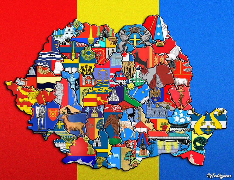 Map of Romania — Red