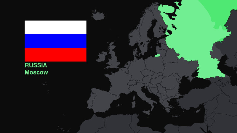 Map of Russia in Europe