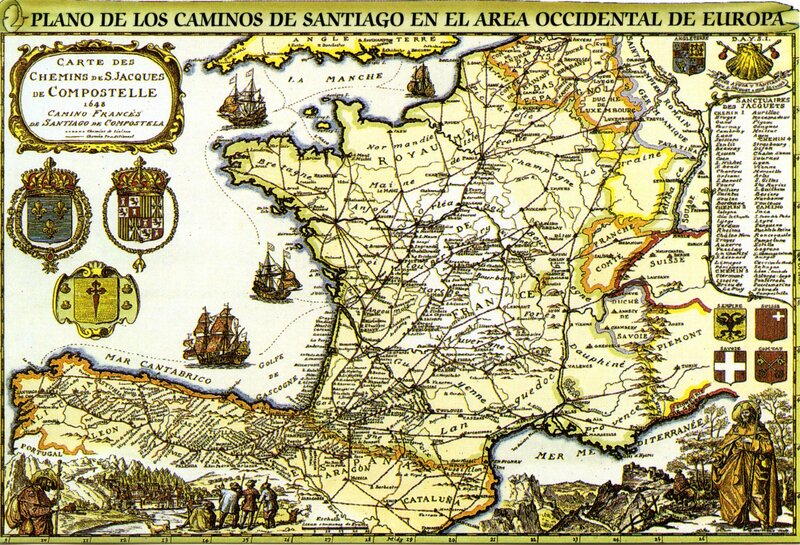 Map of Santiago pilgrimage routes