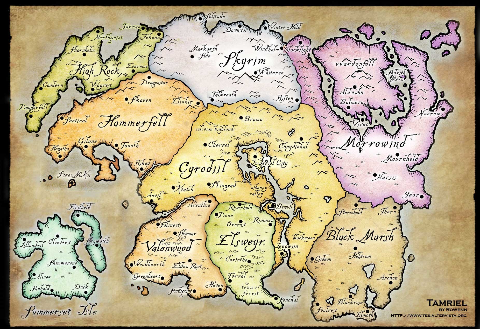 Map of Tamriel from The Elder Scrolls