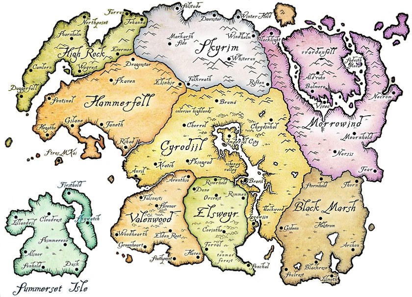 Map of Tamriel from The Elder Scrolls