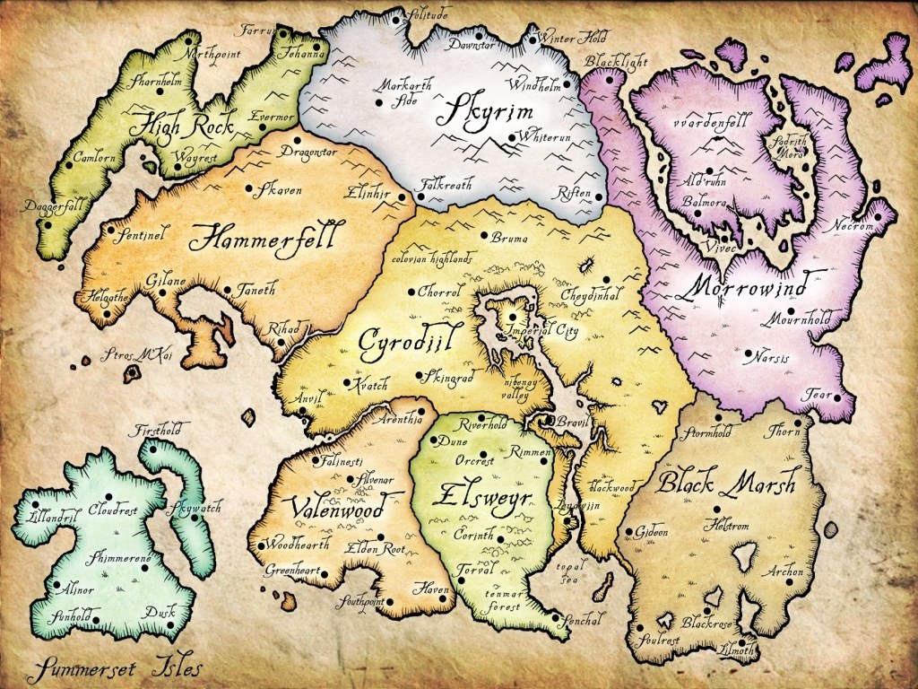 Map of Tamriel from The Elder Scrolls