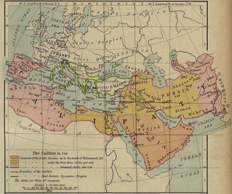 Map of the Caliphate in 750