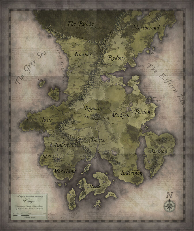 Map of the continent Vaniya