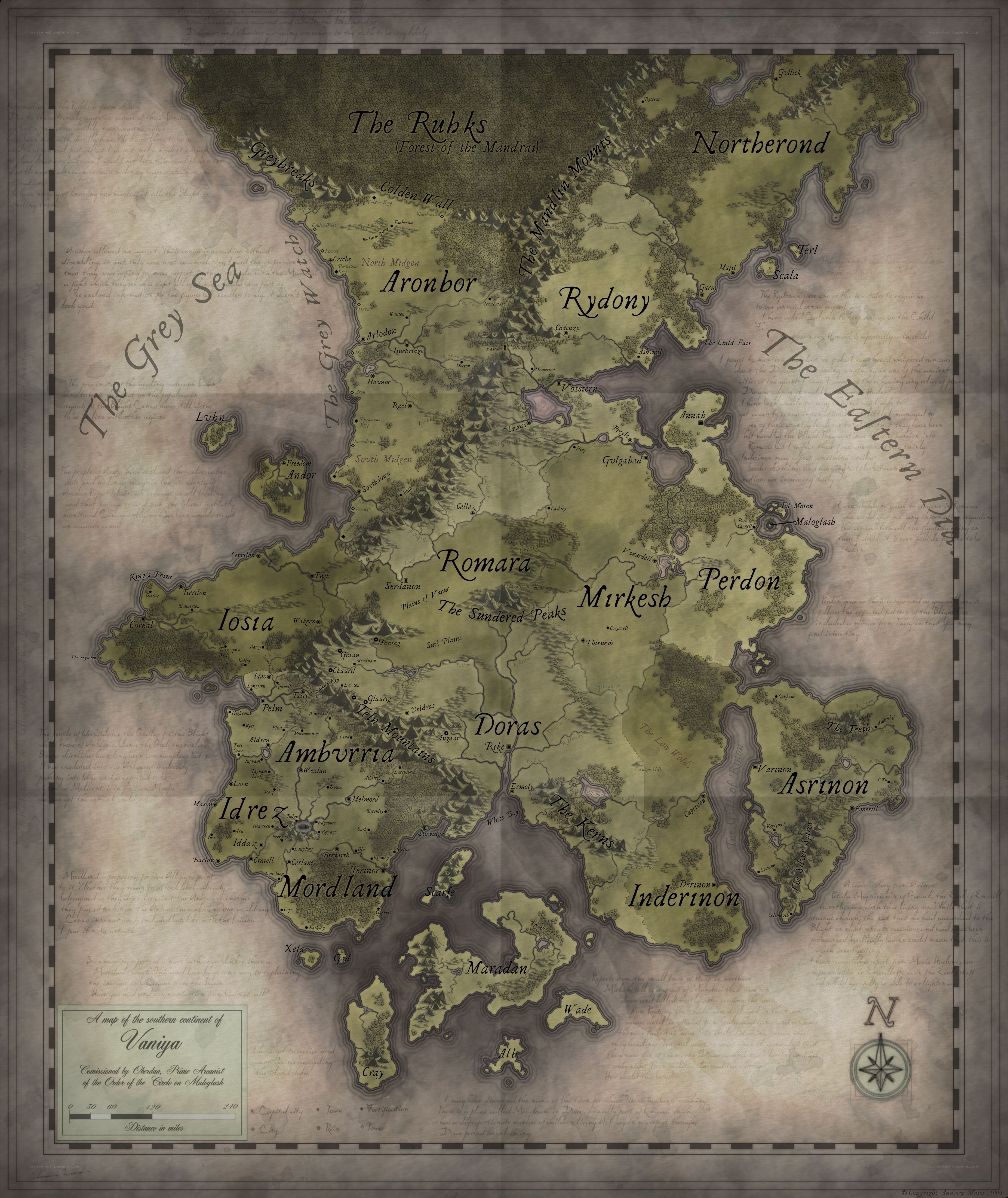 Map of the continent Vaniya