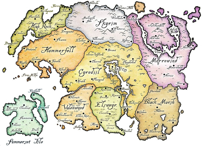 Map of the Elder Scrolls World — Yellow