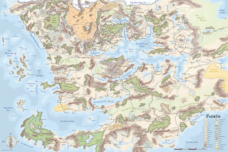 Map of the Faerûn continent