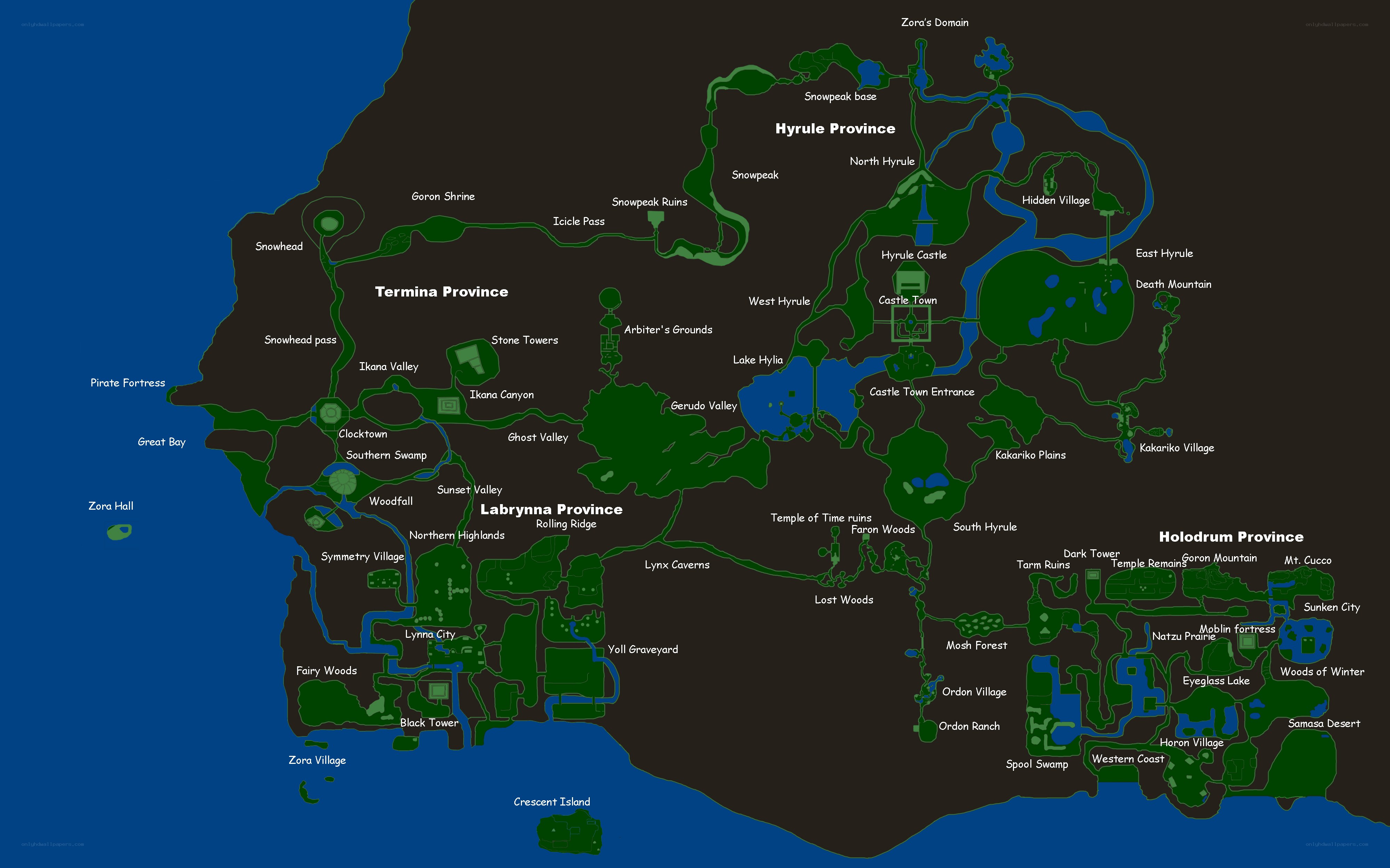 Map of the Hyrule region