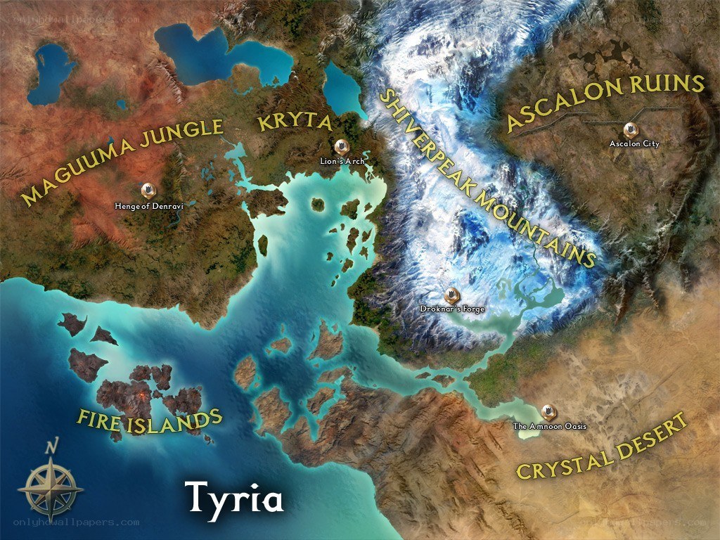 Map of the Tyria region