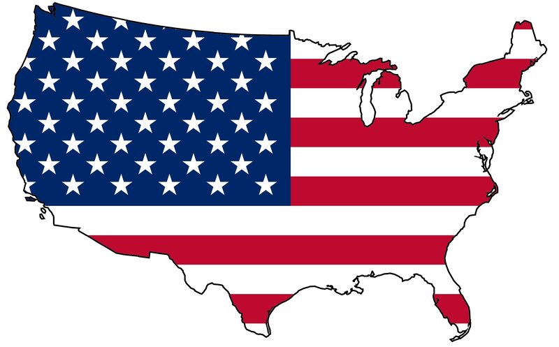 Map of the United States — Red