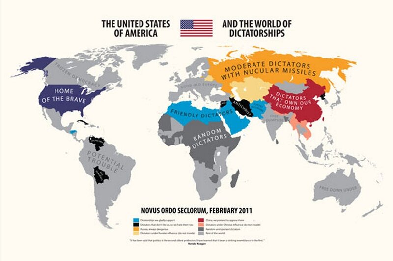 Map of US and dictatorships