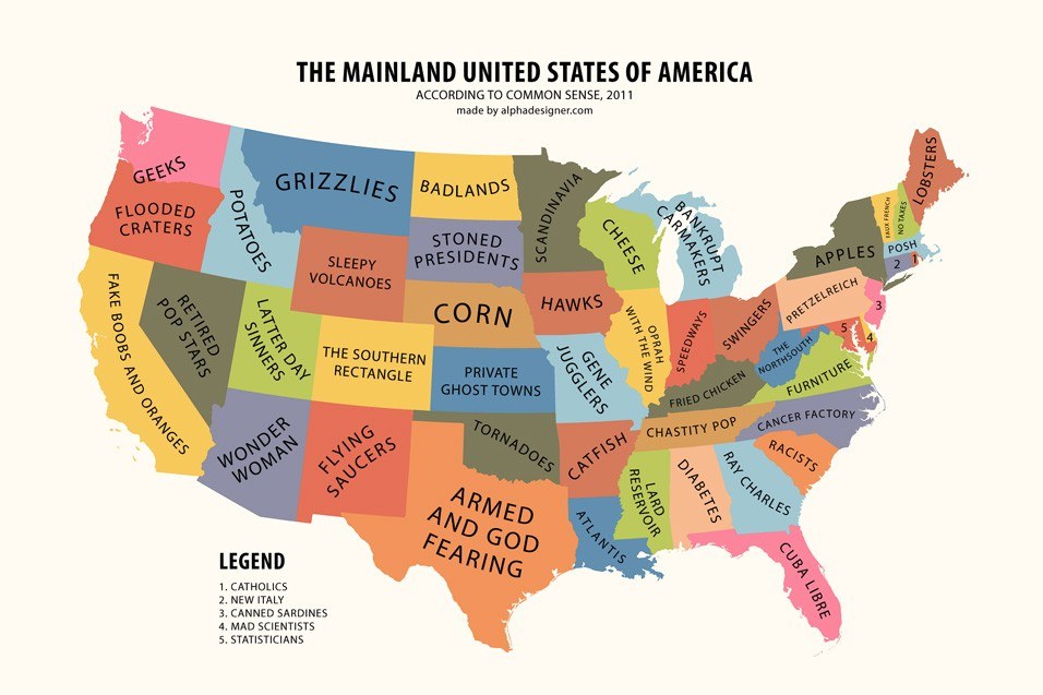 Map of US stereotypes