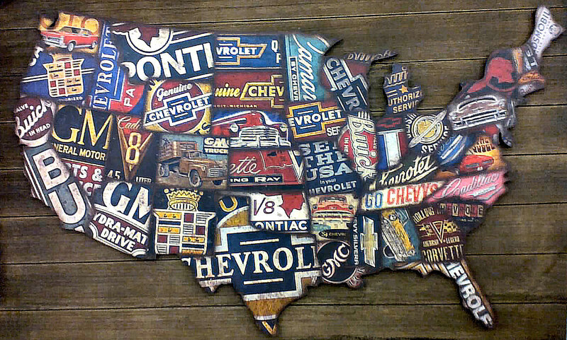 Map of USA with Car Logos