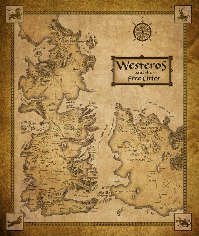 Map of Westeros and the Free Cities
