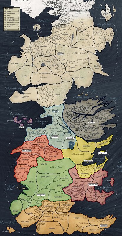 Map of Westeros from Game of Thrones