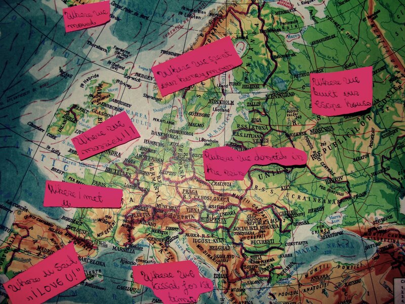 Map with Pink Notes