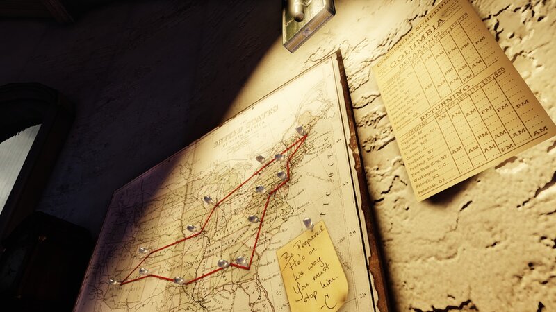 Map with Red Route — Brown, Tense