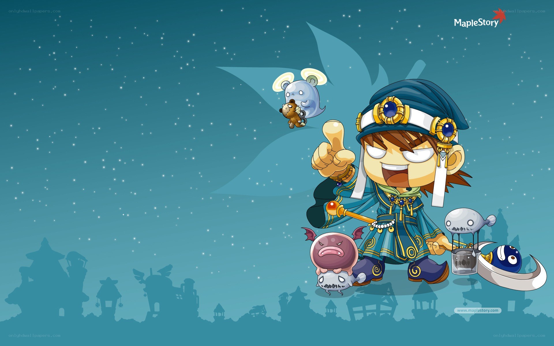 MapleStory character with pets