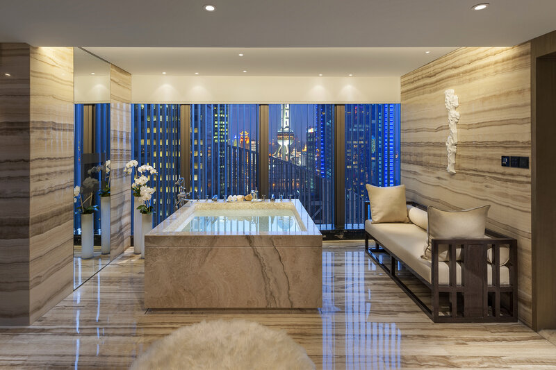 Marble Bathtub with City View