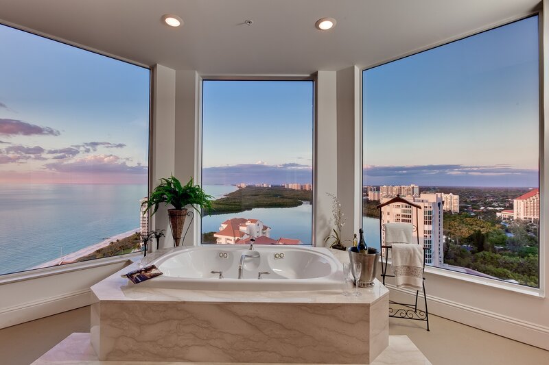 Marble Bathtub with View — White, Serene