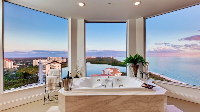 Marble Bathtub with View — White