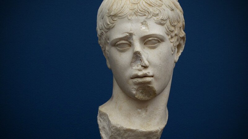 marble bust of a young man