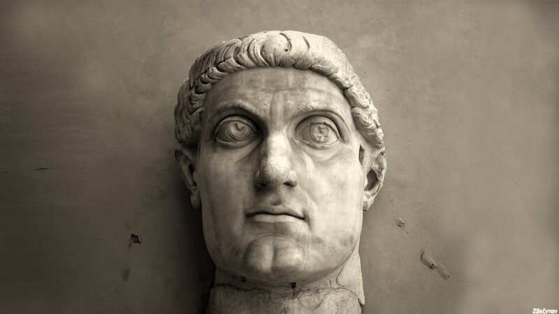 Marble bust of Roman emperor