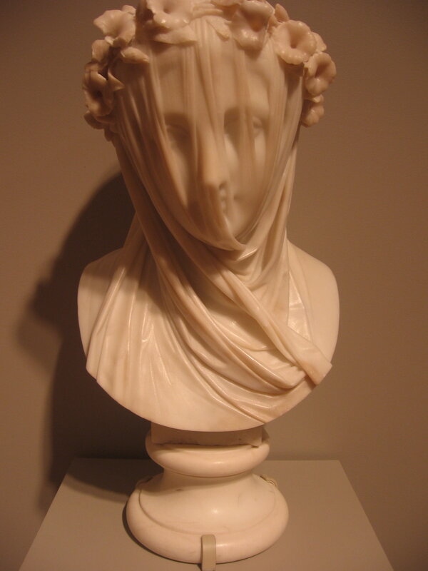 marble bust with veil