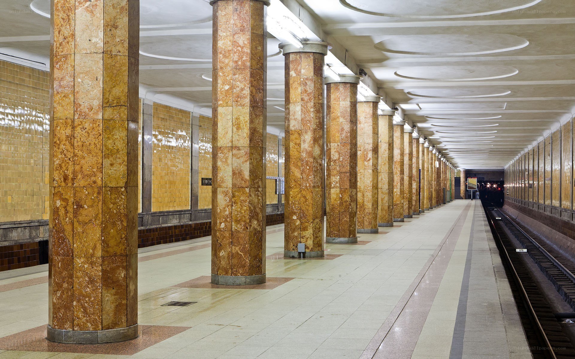 Marble columns in subway station