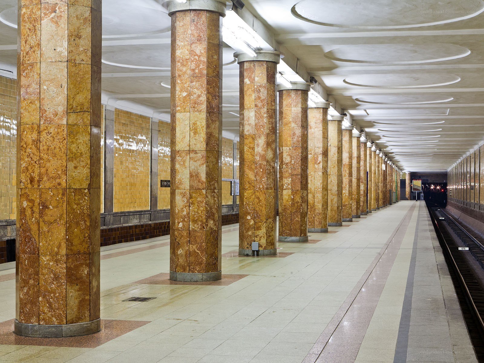 Marble columns in subway station