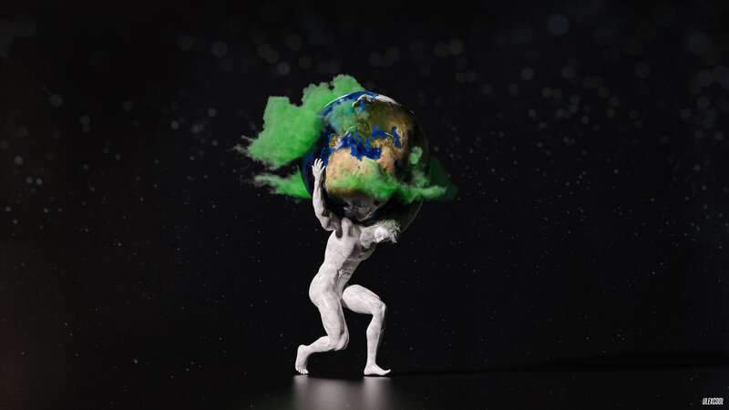 Marble Figure Carrying Earth
