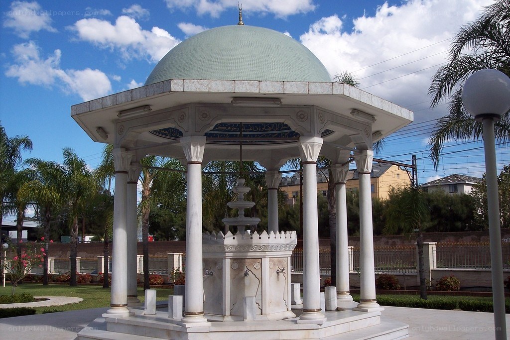 marble fountain with dome