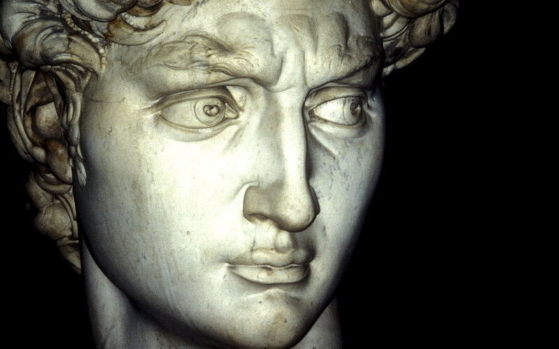 Marble sculpture of a face