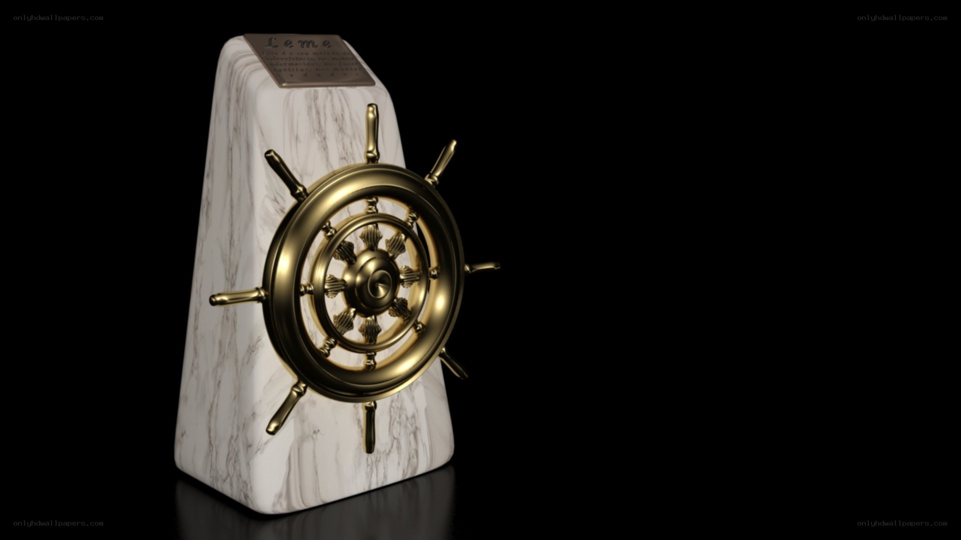 marble ship wheel sculpture