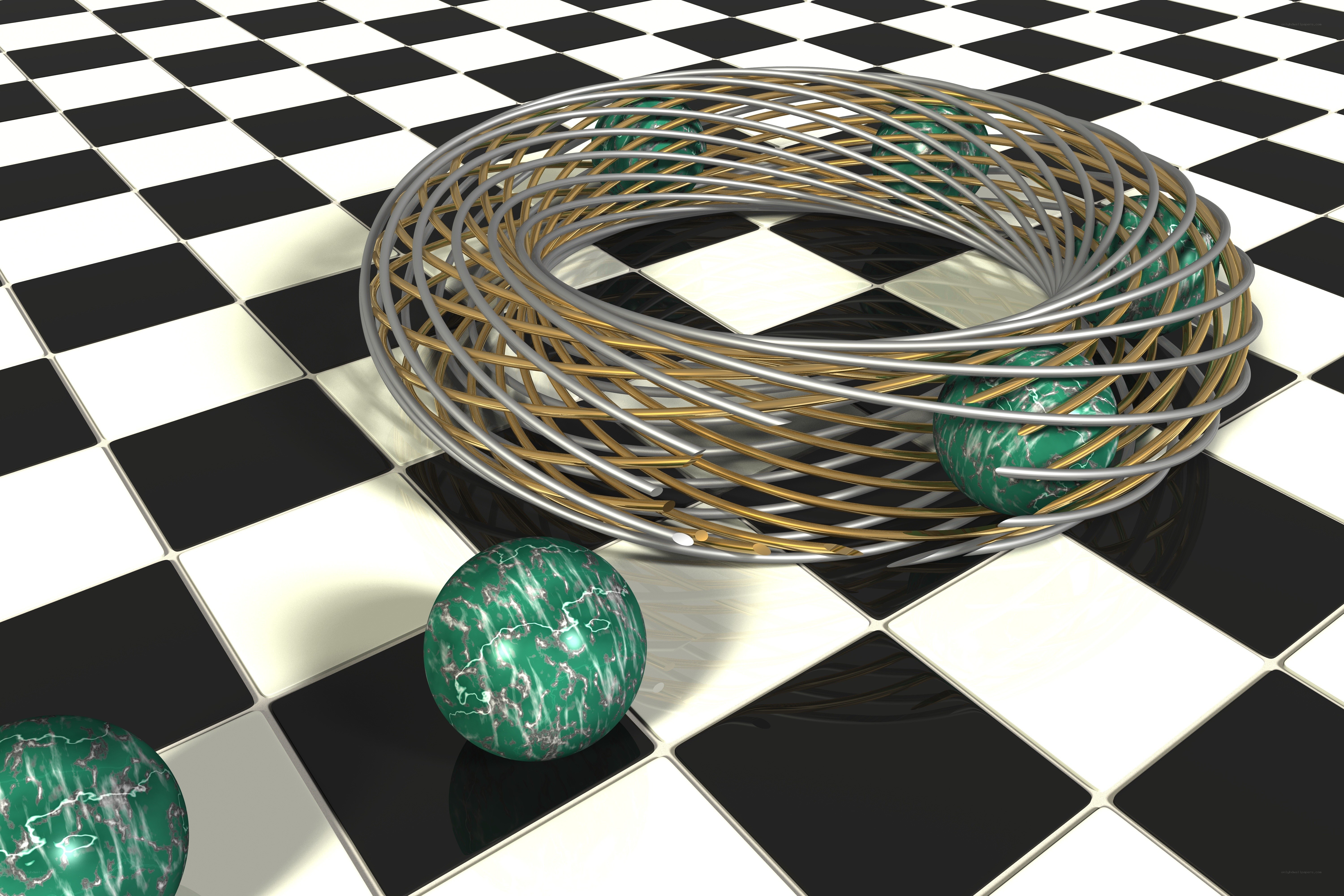 Marble spheres in metal coil