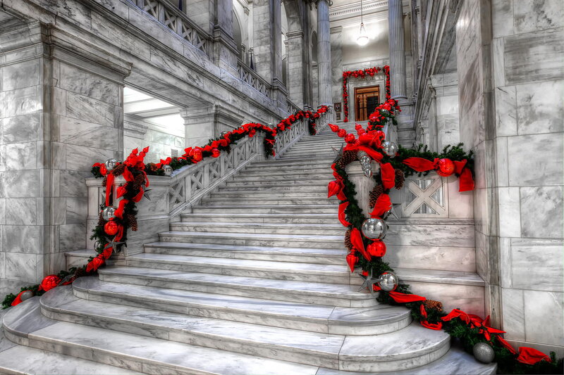 Marble Staircase with Decorations