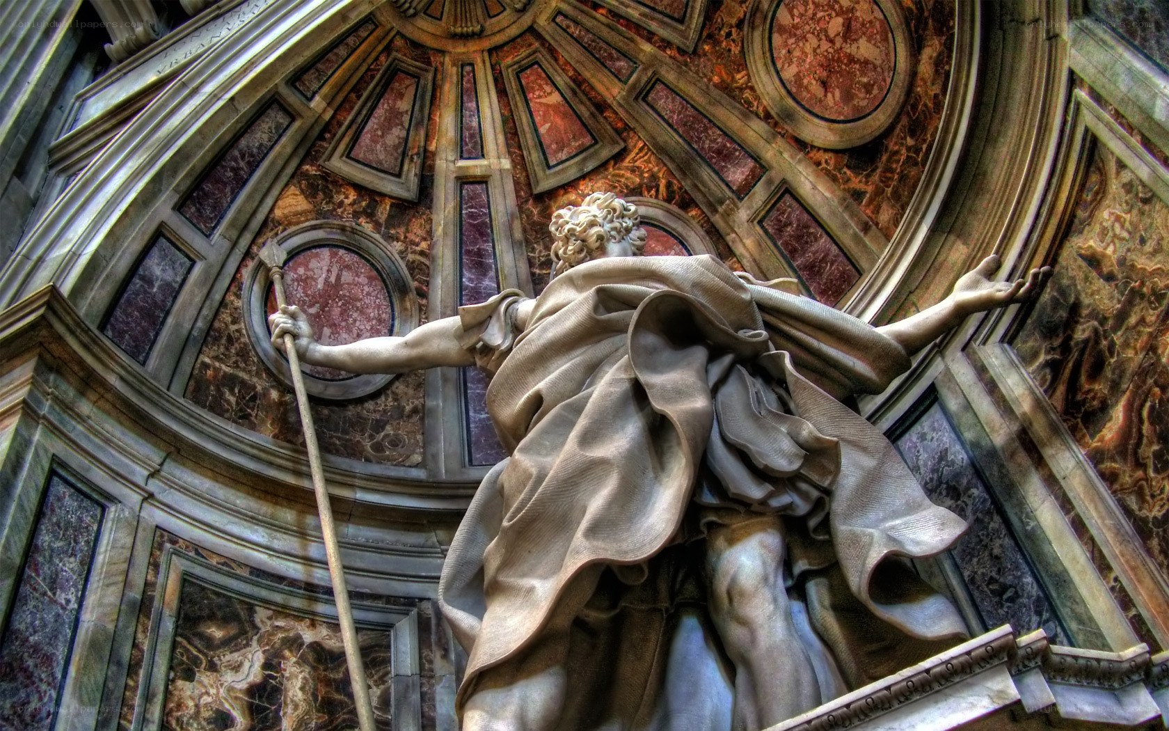 Marble statue in ornate dome