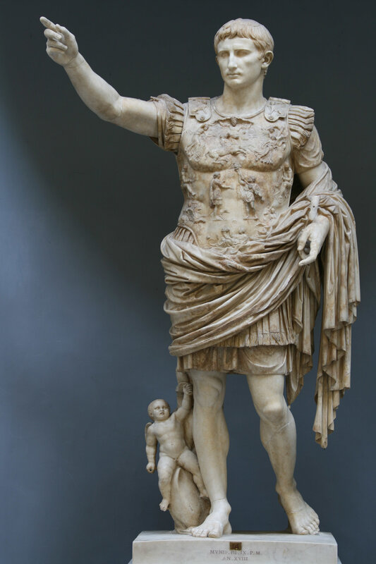 Marble statue of Roman emperor