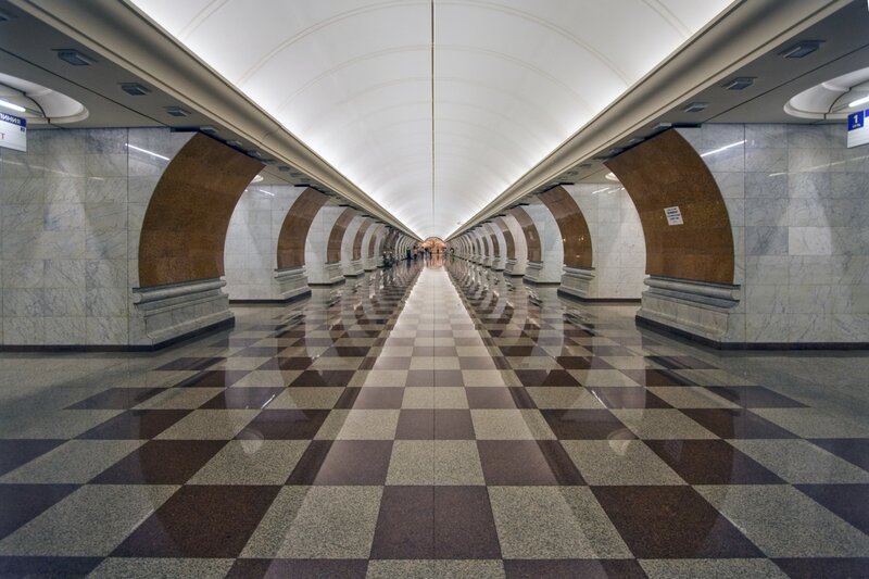 Marble subway station corridor