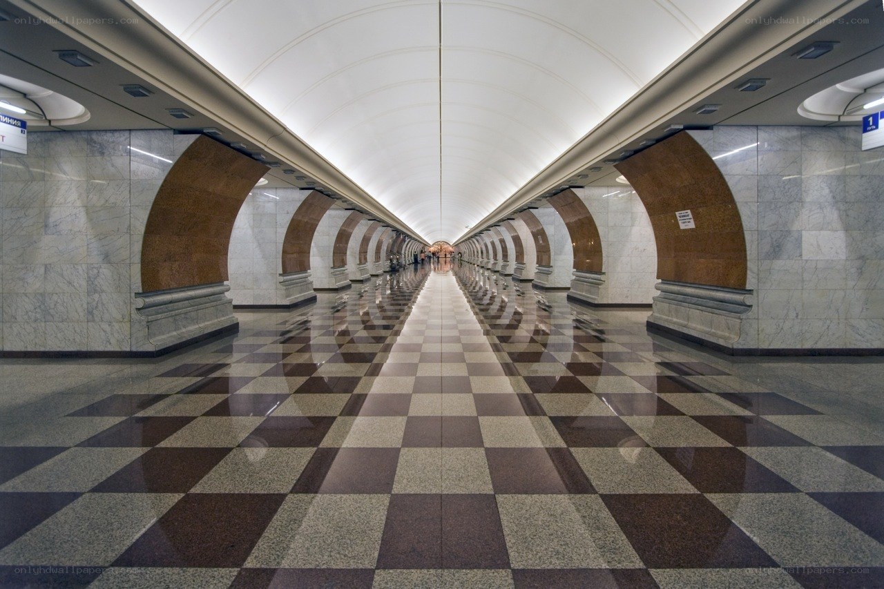 Marble subway station corridor