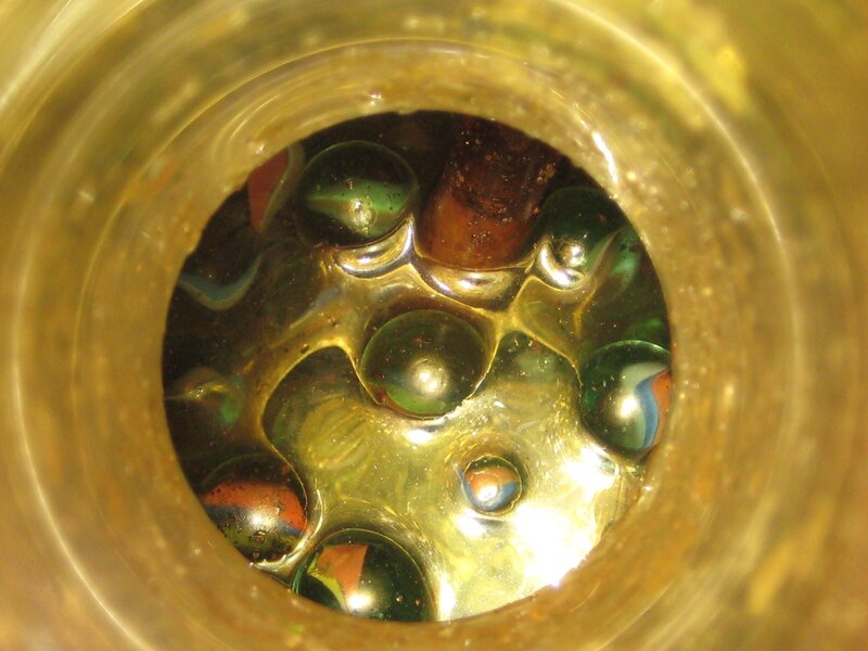 marbles in a glass container