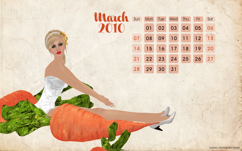 March 2010 calendar with woman