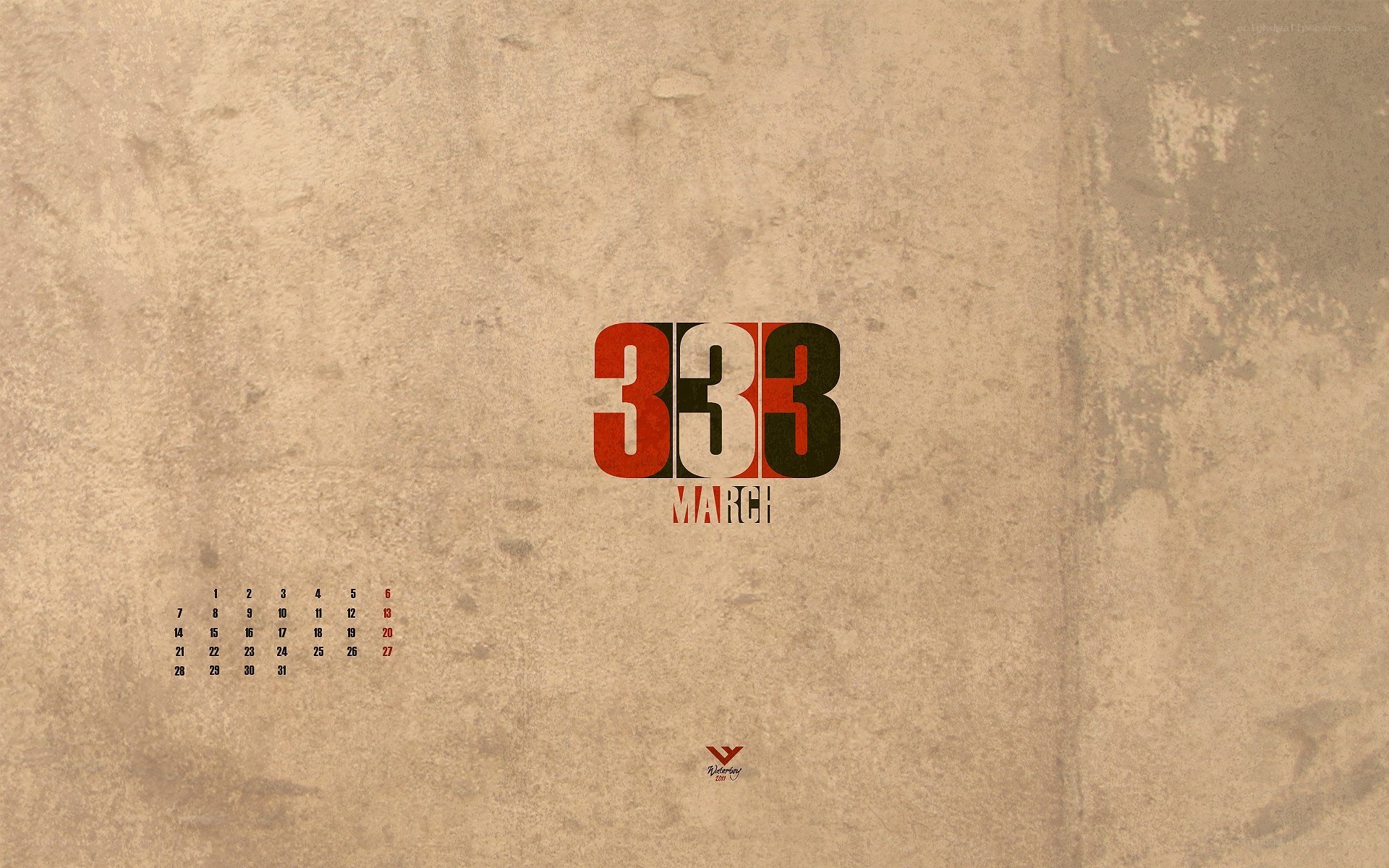 March calendar with 333 design