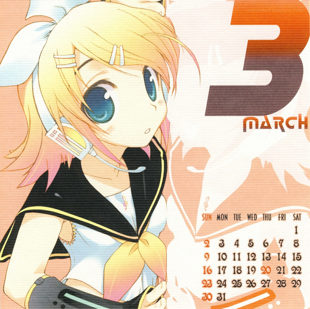 March calendar with anime character