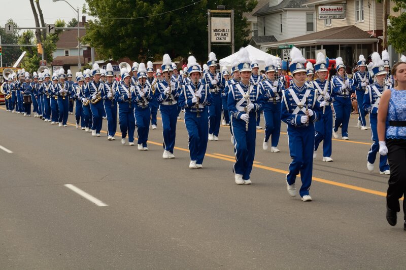 Marching Band in Parade — Blue, Formal