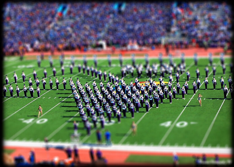 Marching band on football field