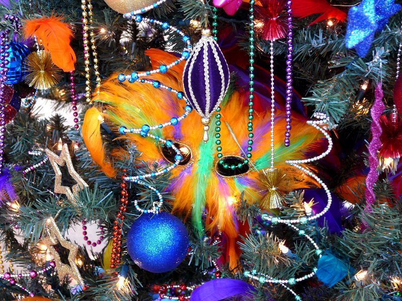 Mardi Gras Mask on Tree