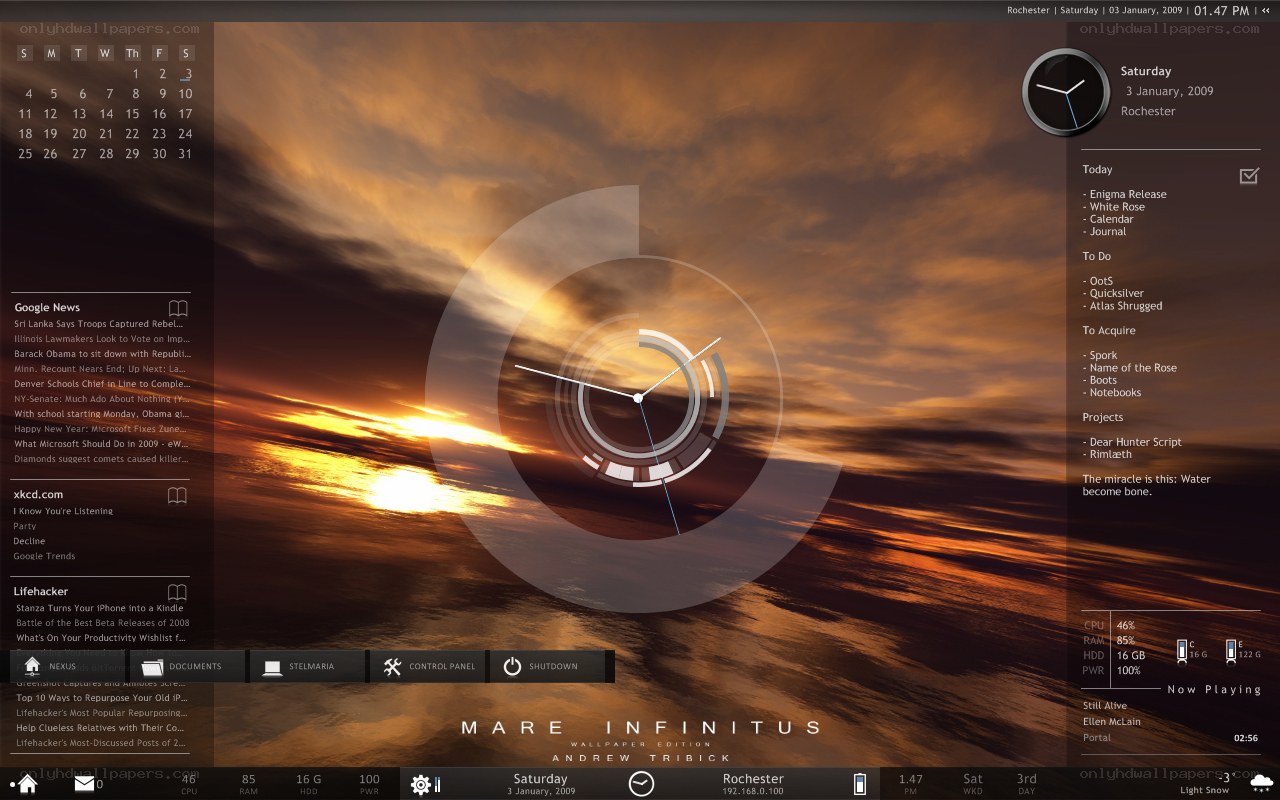 Mare Infinitus desktop interface