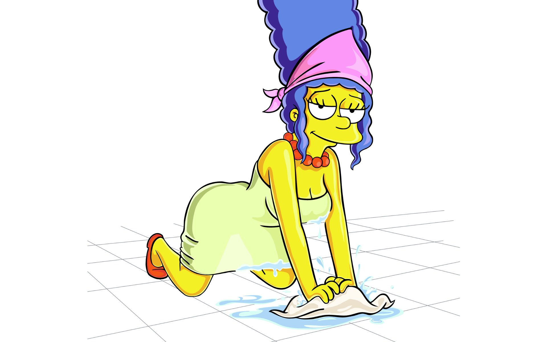 Marge cleaning the floor